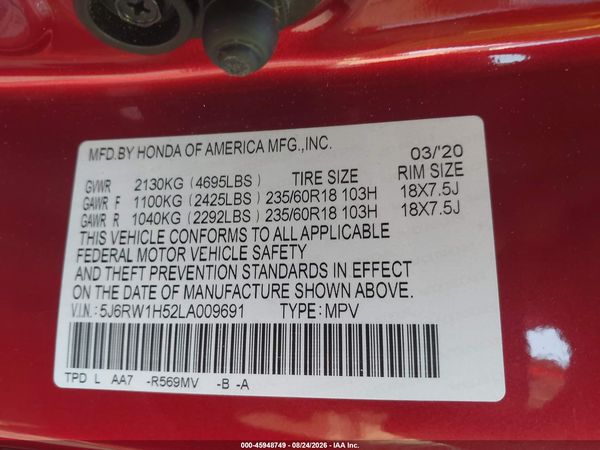 2020 HONDA CR-V 2WD EX