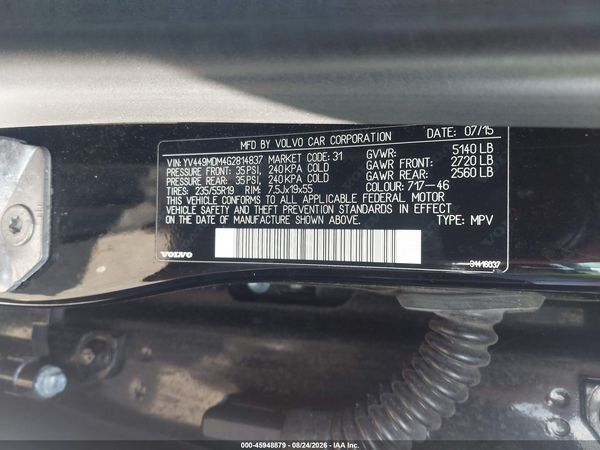2016 VOLVO XC60 T6 DRIVE-E PLATINUM