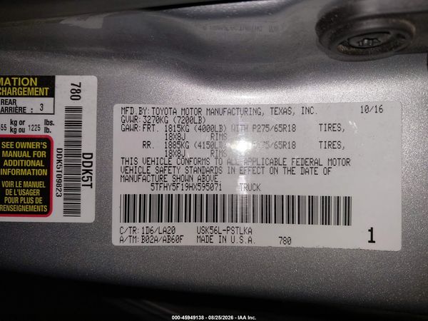 2017 TOYOTA TUNDRA LIMITED 5.7L V8