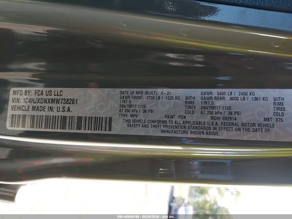 2021 JEEP WRANGLER UNLIMITED SPORT 4X4