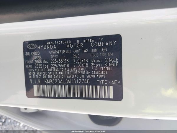 2021 HYUNDAI TUCSON SEL — I9