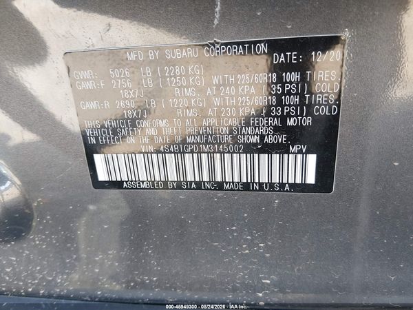 2021 SUBARU OUTBACK TOURING XT