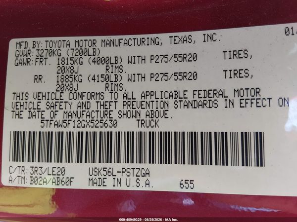 2016 TOYOTA TUNDRA PLATINUM 5.7L V8