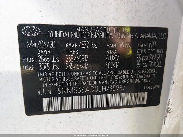 2020 HYUNDAI SANTA FE SEL