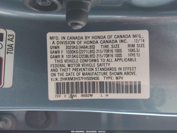 2015 HONDA CR-V LX