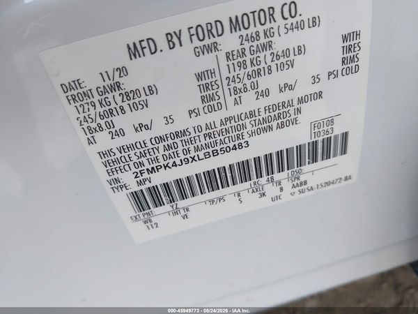 2020 FORD EDGE SEL — I9
