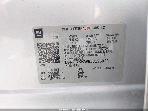2018 CHEVROLET TRAVERSE PREMIER — I9