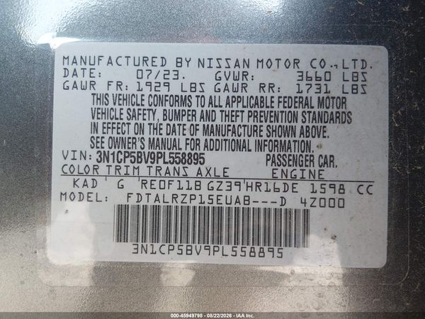 2023 NISSAN KICKS S XTRONIC CVT — I9