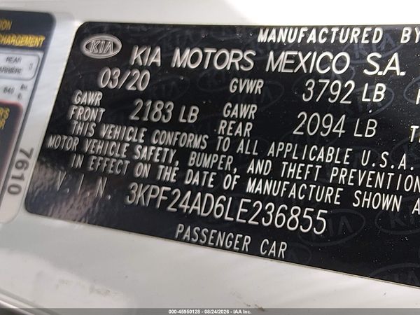 2020 KIA FORTE LXS — I9