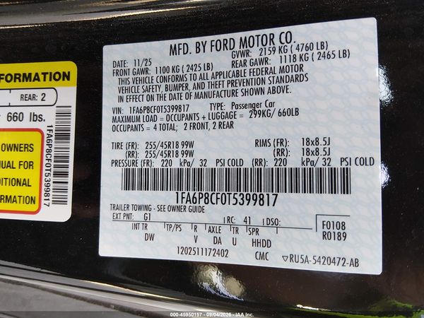 2026 FORD MUSTANG GT FASTBACK — I9