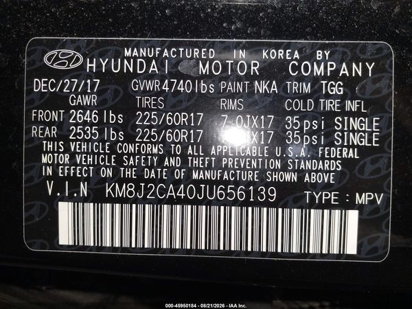 2018 HYUNDAI TUCSON SE — I9