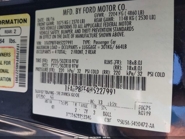 2017 FORD MUSTANG GT PREMIUM — I9