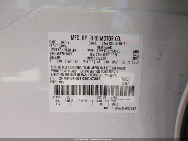 2019 FORD EDGE TITANIUM — I9