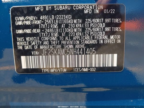 2022 SUBARU FORESTER WILDERNESS — I9