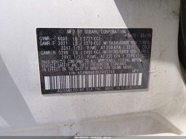 2019 SUBARU ASCENT LIMITED