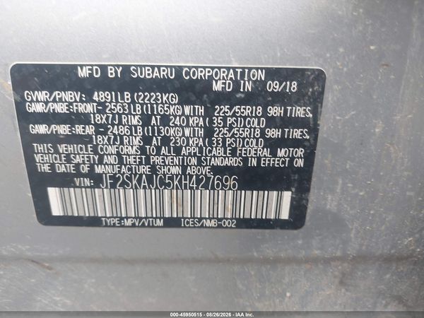 2019 SUBARU FORESTER SPORT — I9