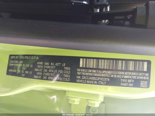 2018 JEEP RENEGADE LATITUDE FWD