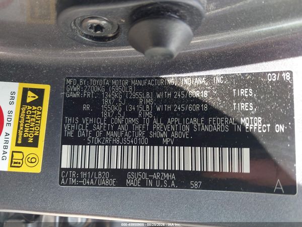 2018 TOYOTA HIGHLANDER XLE