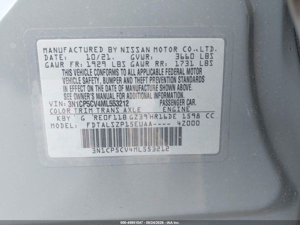 2021 NISSAN KICKS SV XTRONIC CVT — I9