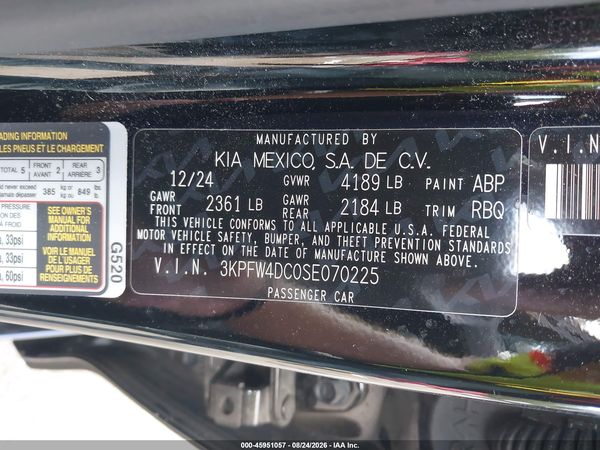 2025 KIA K4 GT-LINE TURBO