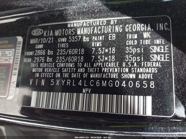 2021 KIA SORENTO S — I9