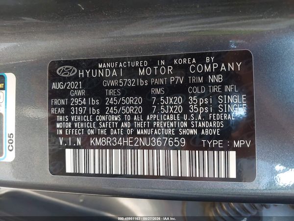 2022 HYUNDAI PALISADE SEL — I9