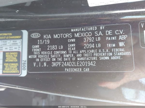 2020 KIA FORTE FE