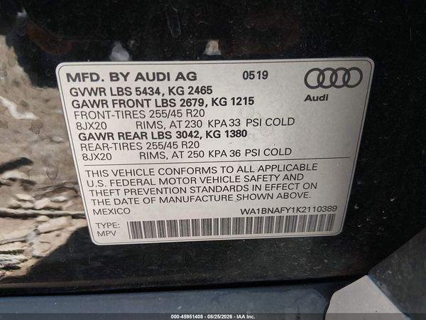 2019 AUDI Q5 45 PREMIUM