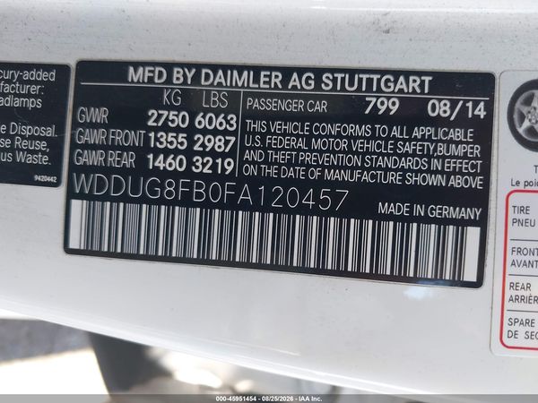 2015 MERCEDES-BENZ S 550 4MATIC