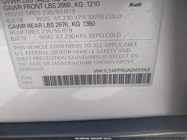 2016 AUDI Q5 2.0T PREMIUM — I9