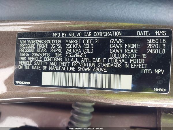 2016 VOLVO V60 CROSS COUNTRY T5
