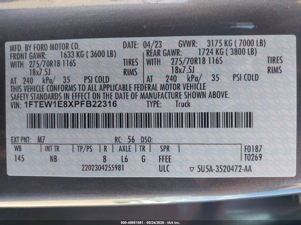 2023 FORD F-150 TREMOR — I9