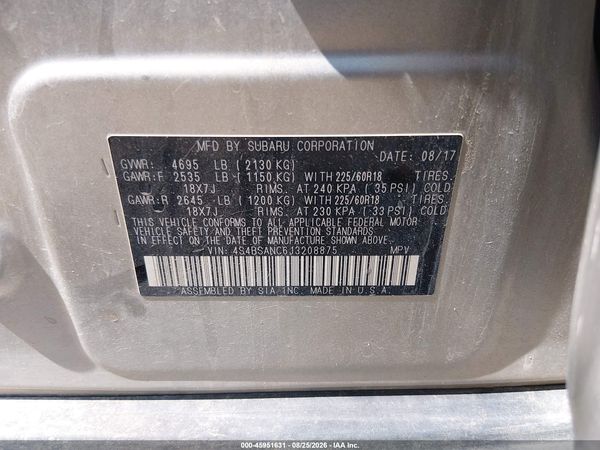 2018 SUBARU OUTBACK 2.5I LIMITED — I9