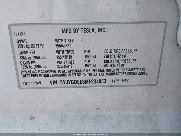 2021 TESLA MODEL Y