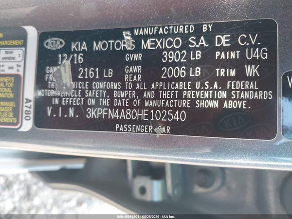 2017 KIA FORTE EX