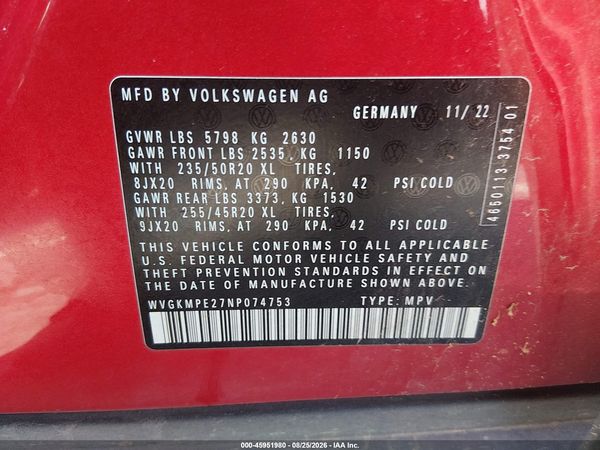2022 VOLKSWAGEN ID.4 PRO S — I9
