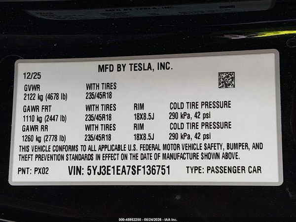2025 TESLA MODEL 3