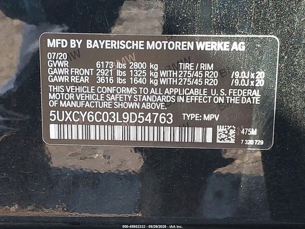 2020 BMW X6 XDRIVE40I — I9
