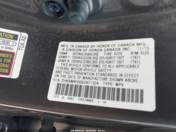 2016 HONDA CR-V EX — I9