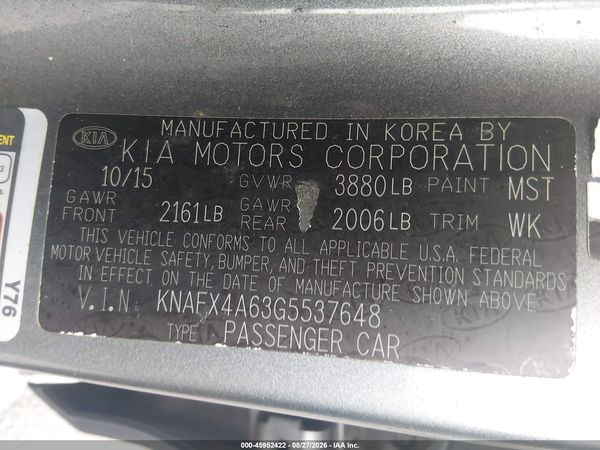 2016 KIA FORTE LX