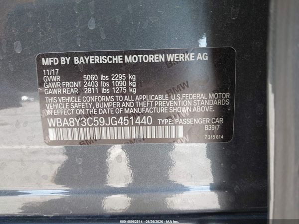 2018 BMW 340I GRAN TURISMO XDRIVE — I9