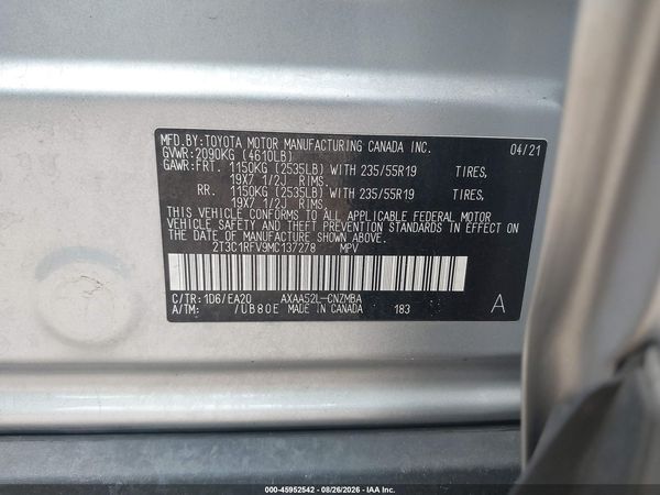2021 TOYOTA RAV4 XLE PREMIUM — I9