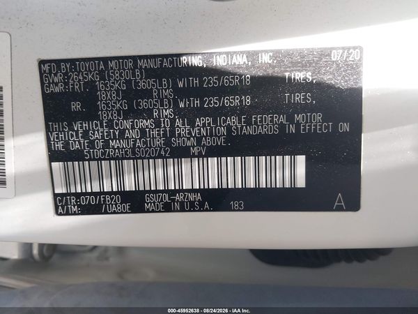 2020 TOYOTA HIGHLANDER L