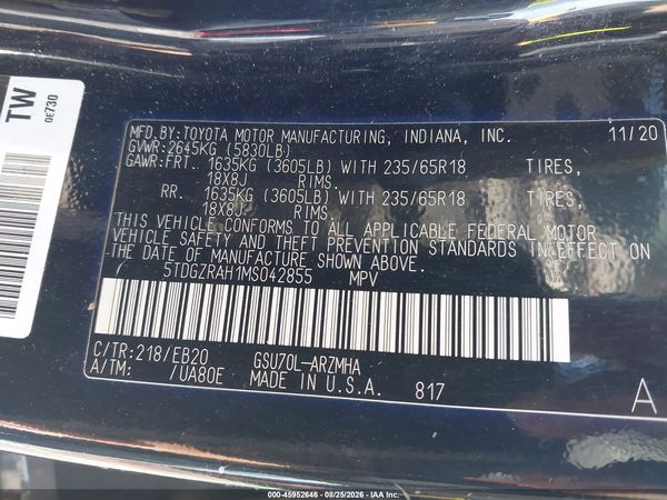 2021 TOYOTA HIGHLANDER XLE