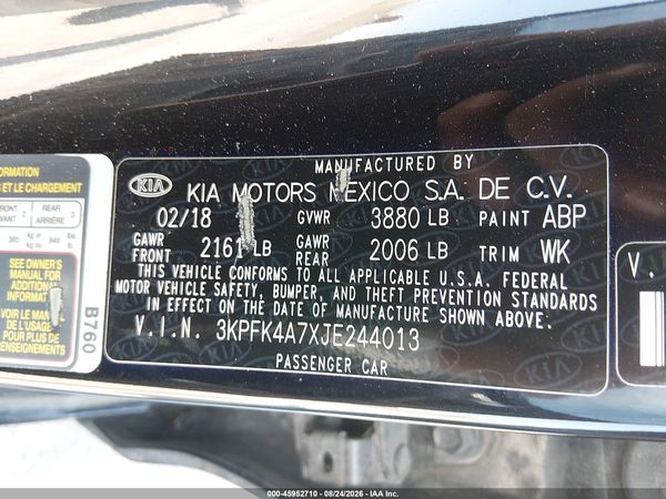 2018 KIA FORTE LX