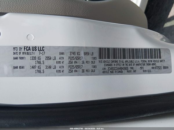 2017 DODGE GRAND CARAVAN SXT — I9