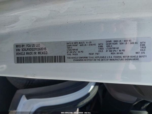 2023 RAM PROMASTER 2500 HIGH ROOF 159 WB — I9