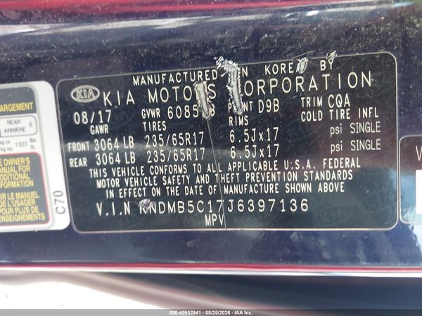 2018 KIA SEDONA LX