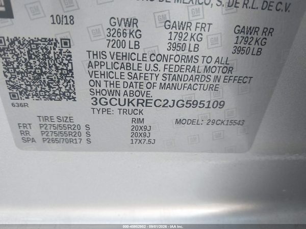2018 CHEVROLET SILVERADO 1500 2LT — I9