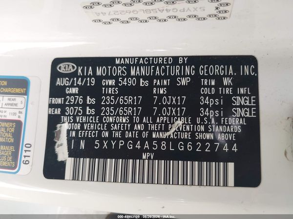 2020 KIA SORENTO 3.3L LX — I9